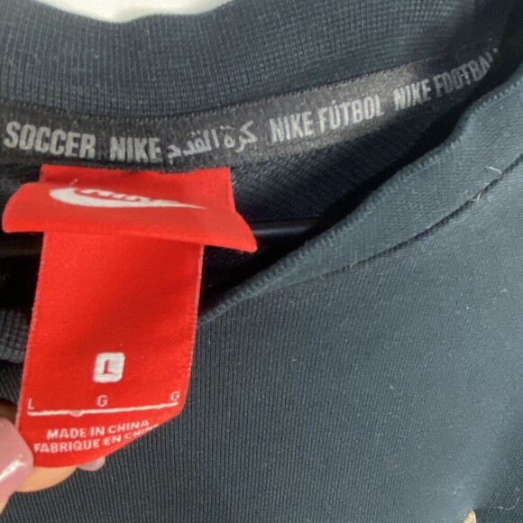 Nike FC crew sweater men size Large black pockets long sleeve cotton soft Logo - Picture 7 of 13